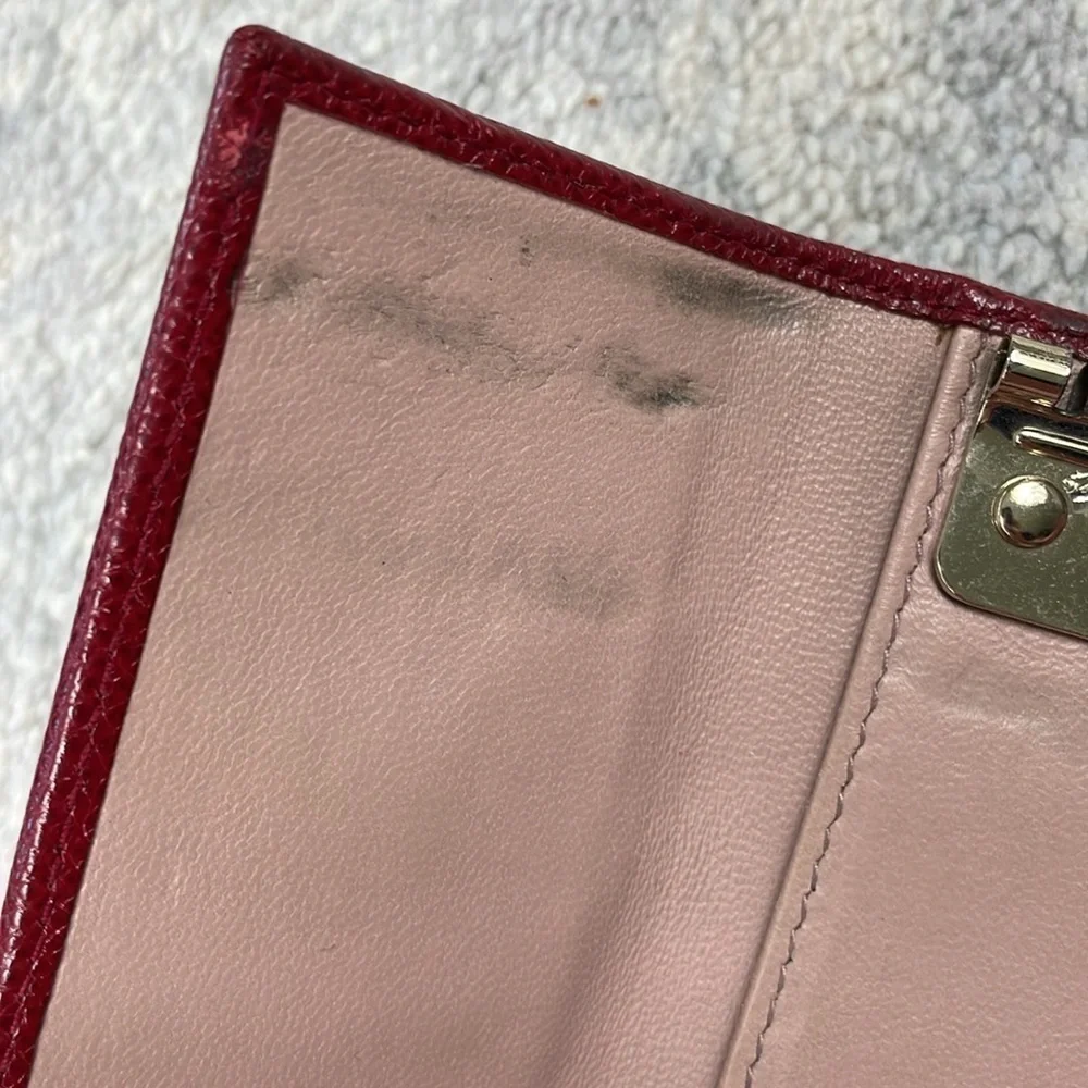 Bvlgari Red Pebbled Leather Compact Key Holder Designer Luxury